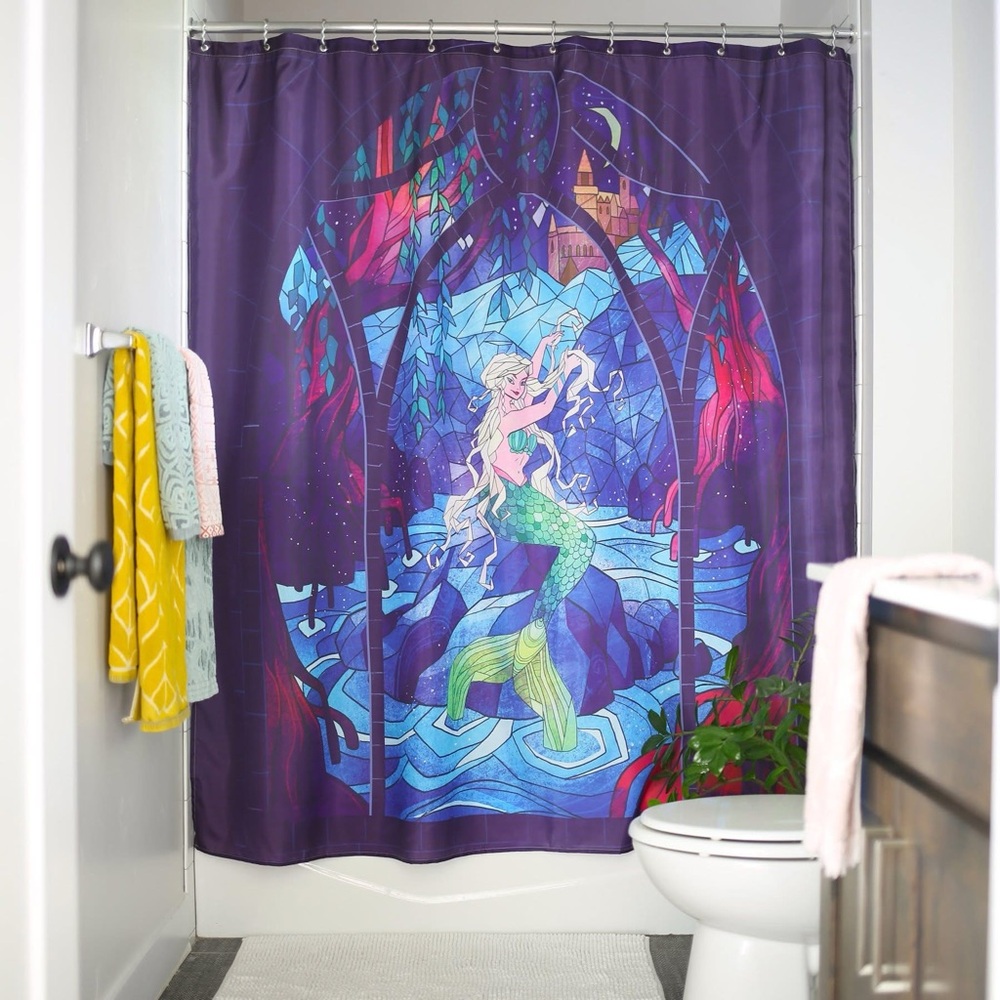 LitJoy Harry Potter Mermaid Stained Glass Window Shower Curtain